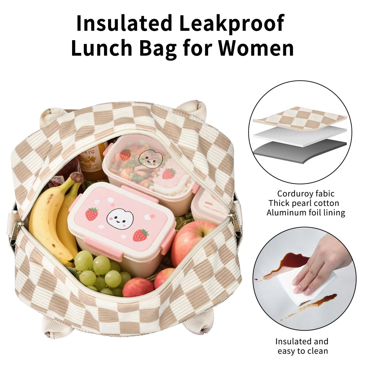 OYLOLA lunch bag detailed stitching emphasizing durability