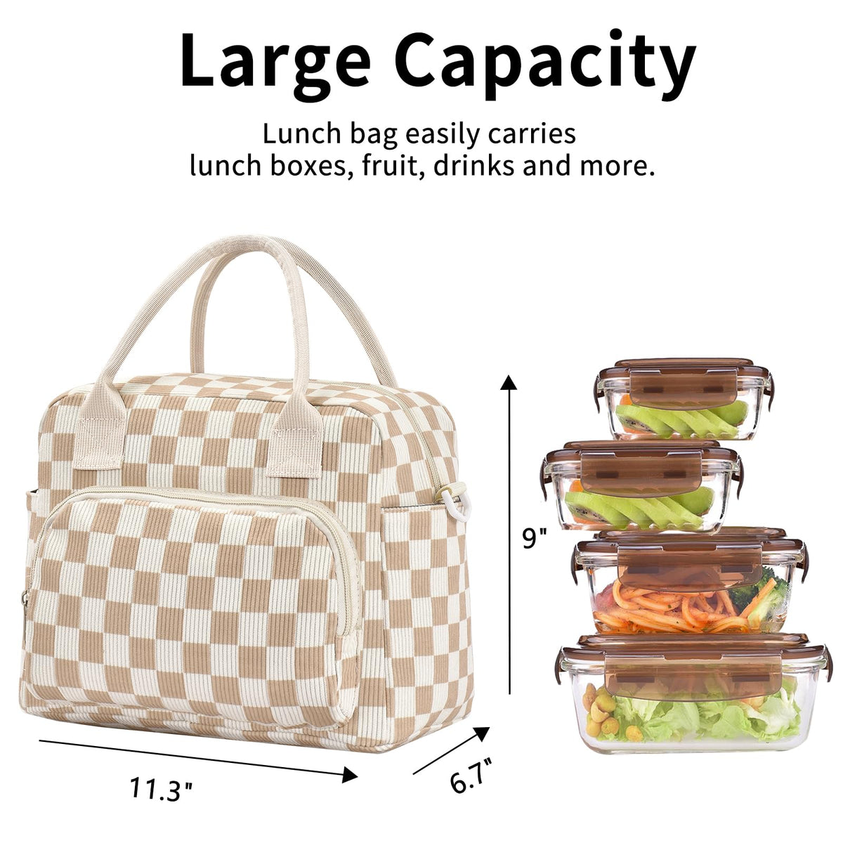 OYLOLA lunch bag top-closure area with secure zipper and insulation