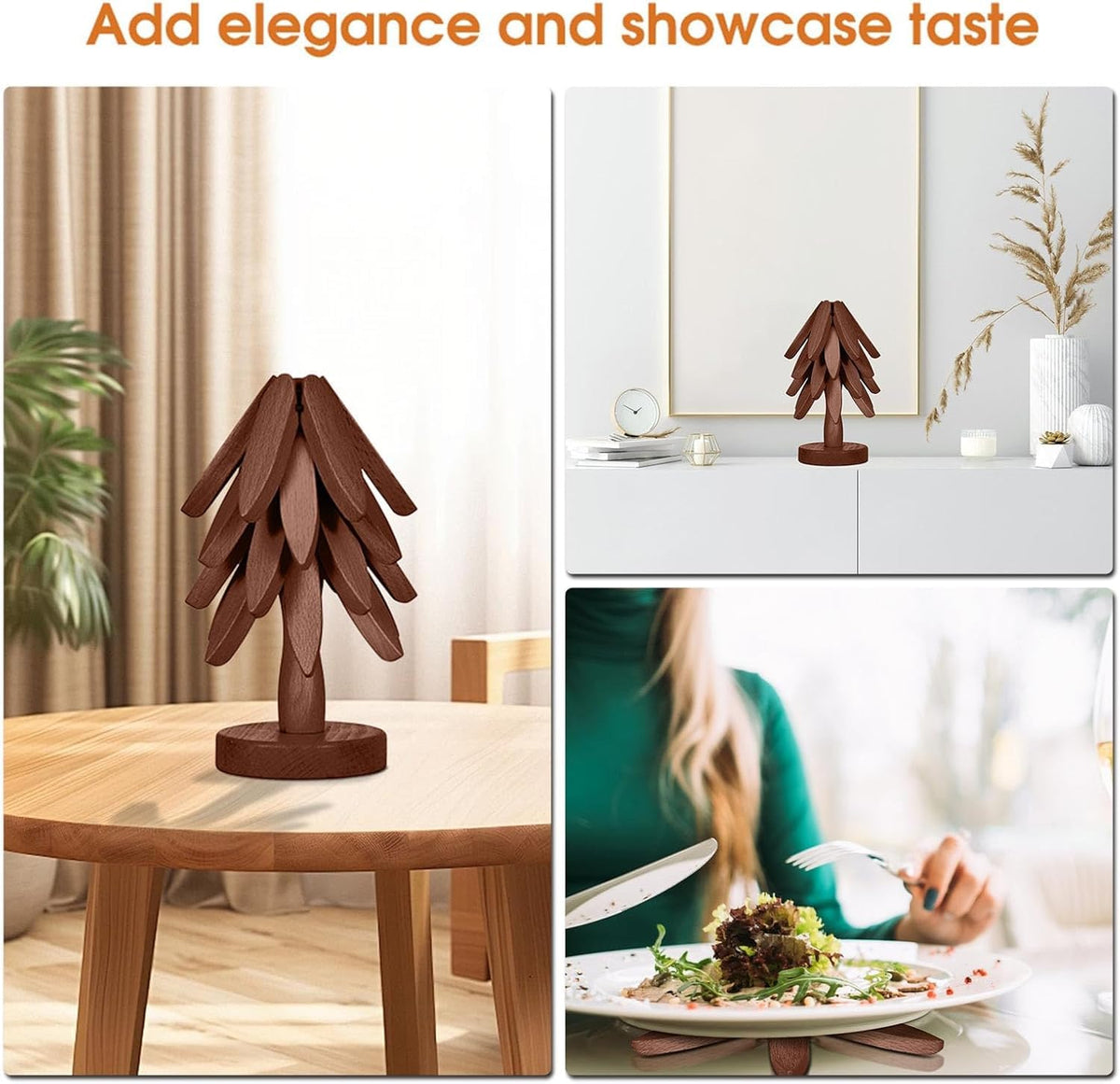 Oylyoyea Tree Shape Trivet Set on counter supports cups and pots safely