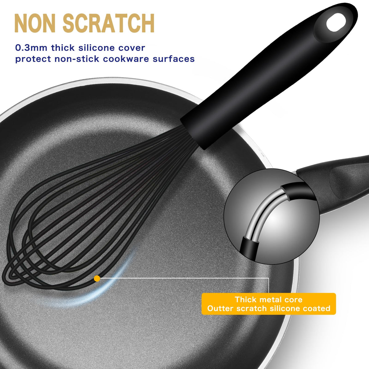 OYV black silicone whisk set 3 for versatile cooking tasks.