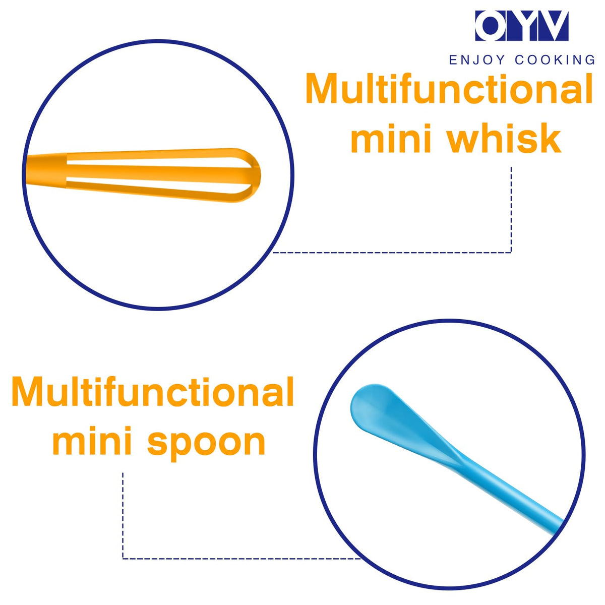 OYV durable, food-grade PP mini whisk for long-lasting kitchen use.