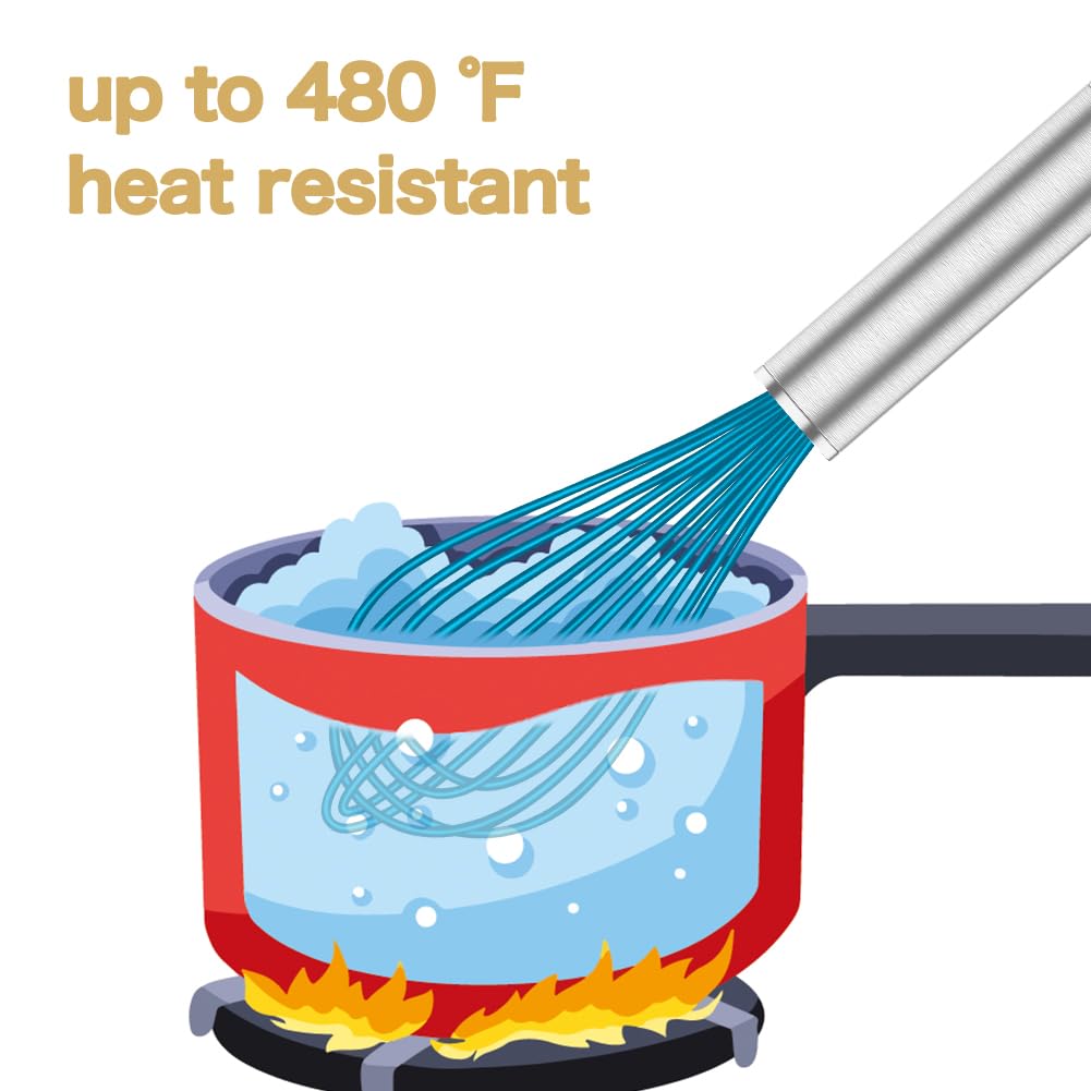 OYV silicone whisk with stainless steel core safeguards nonstick surfaces