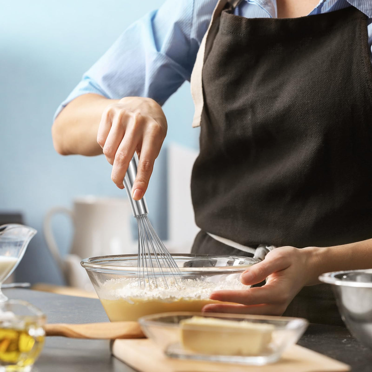 OYV whisk creates airy textures for fluffy omelets and emulsions.