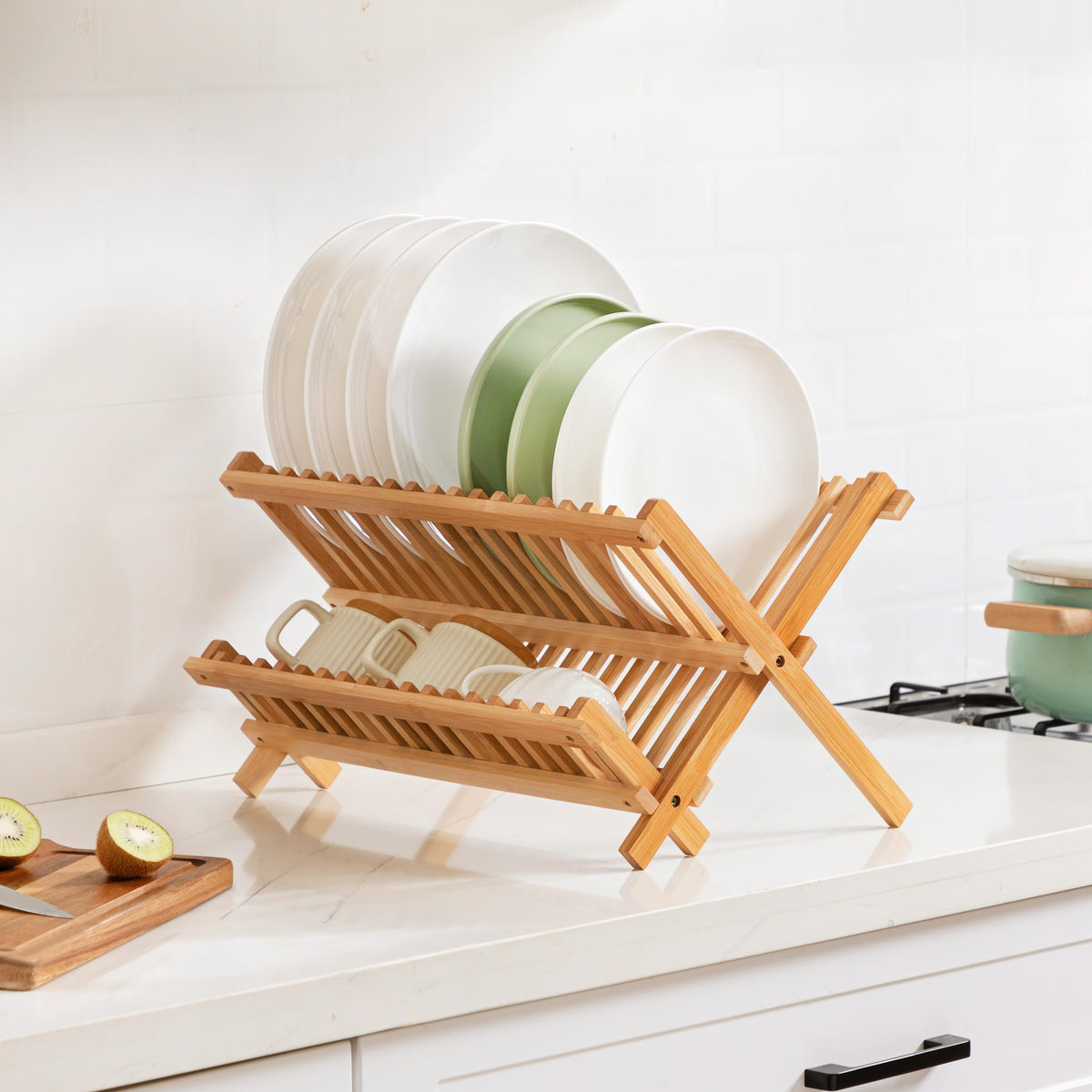 Oyydecor bamboo dish-drying rack easy maintenance with mild cleaning.