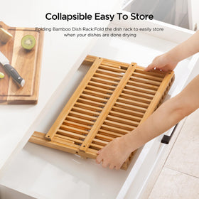 Oyydecor bamboo dish-drying rack external utensil holder for organized drying.
