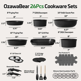 OzawaBear ceramic nonstick coating enables effortless food release and quick cleanup.