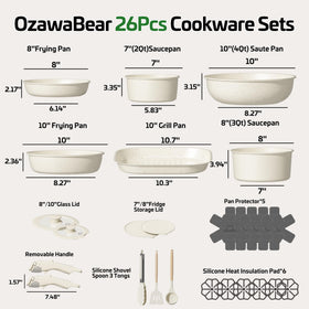 OzawaBear detachable-handles cookware showing removable handles for compact RV storage