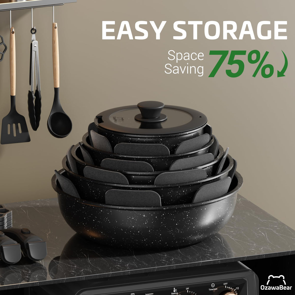 OzawaBear double-sided ceramic nonstick delivers easy food release