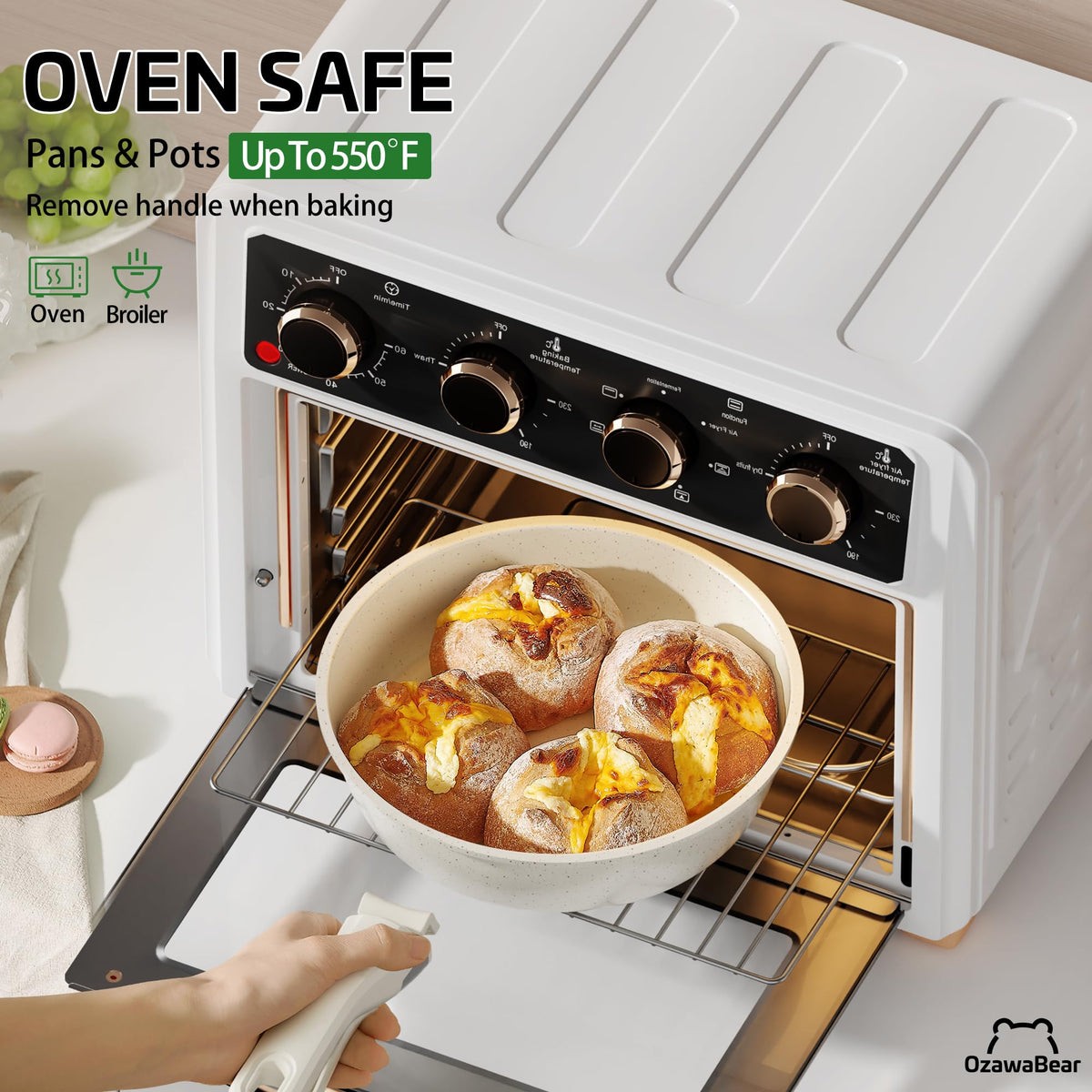 OzawaBear adjustable silicone trivet protects countertops during cooking