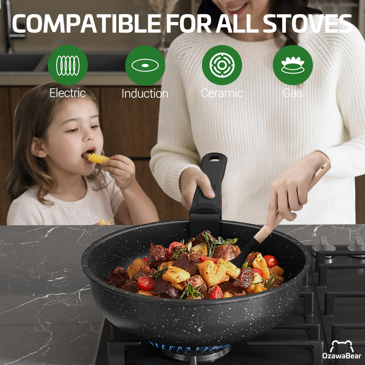 OzawaBear oven-safe cookware up to 550F for baking and roasting