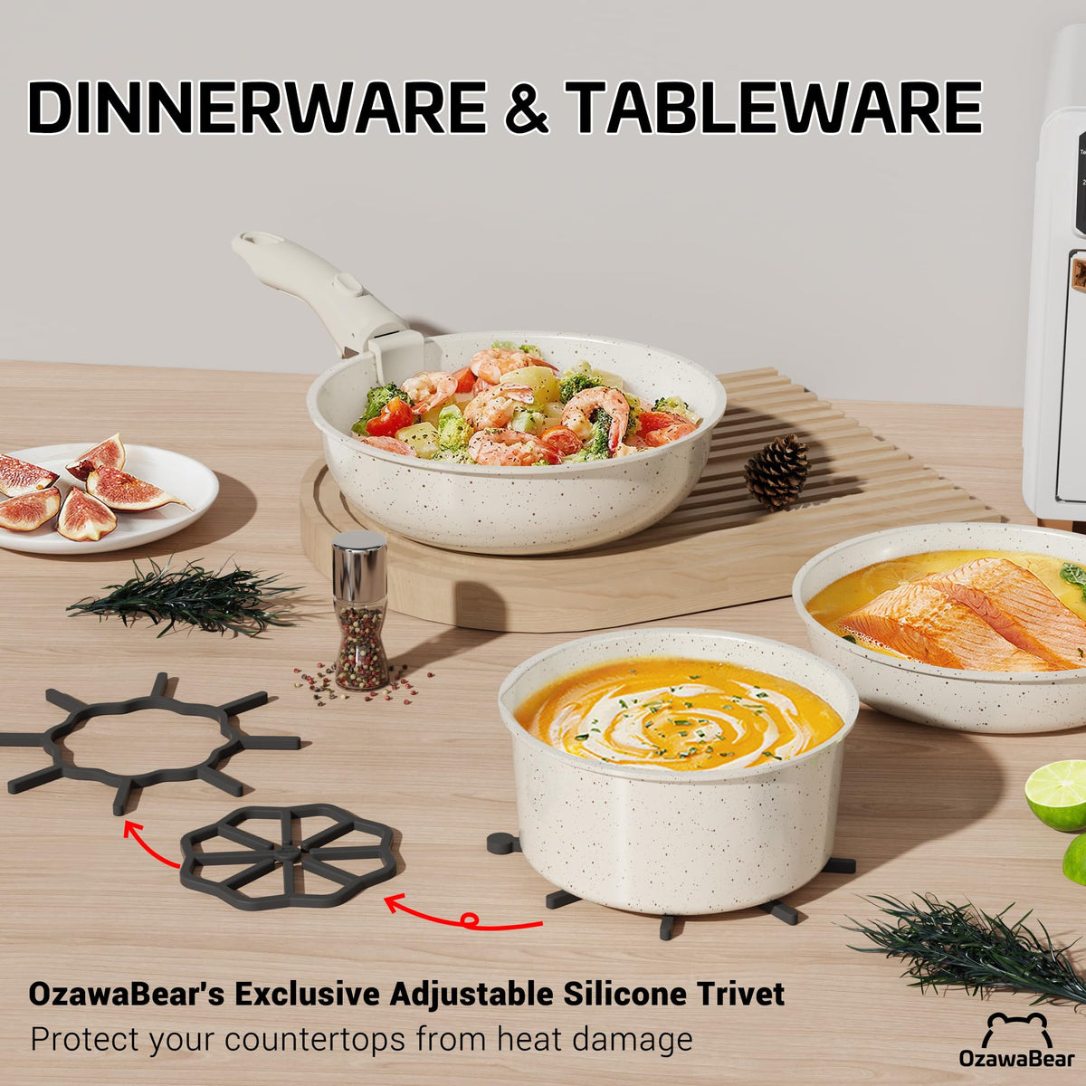 OzawaBear easy-clean ceramic coating ensures effortless release and quick cleanup