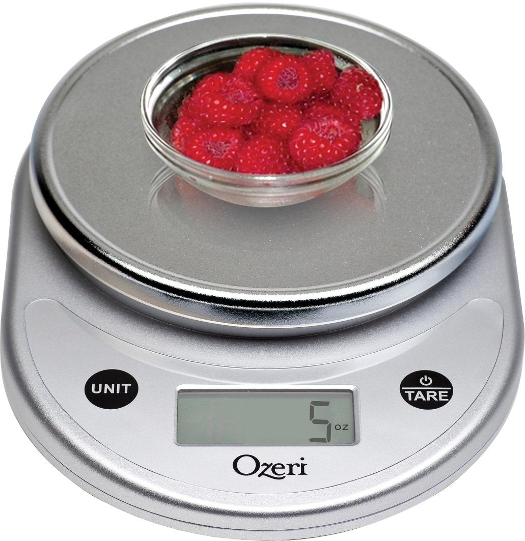 Ozeri Pronto tare function demonstrated for net ingredient weight