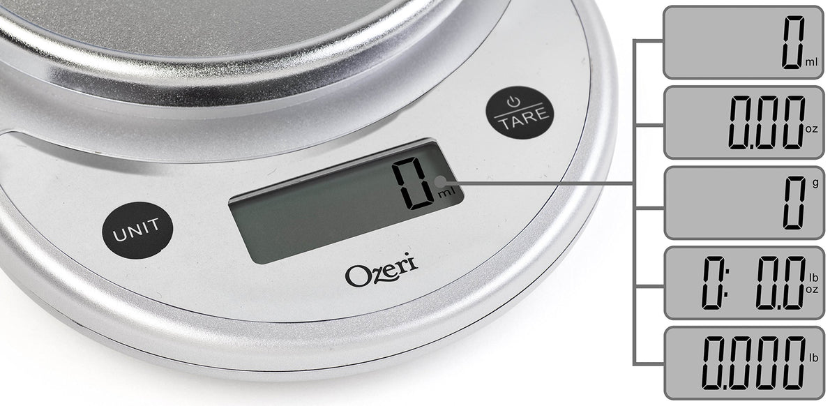 Ozeri Pronto scale illustrating variable graduation technology for precise readings