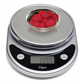 Ozeri Pronto unit and tare buttons provide tactile feedback.