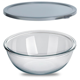 OZY 6.3-quart glass mixing bowl with lid keeps ingredients fresh for longer.
