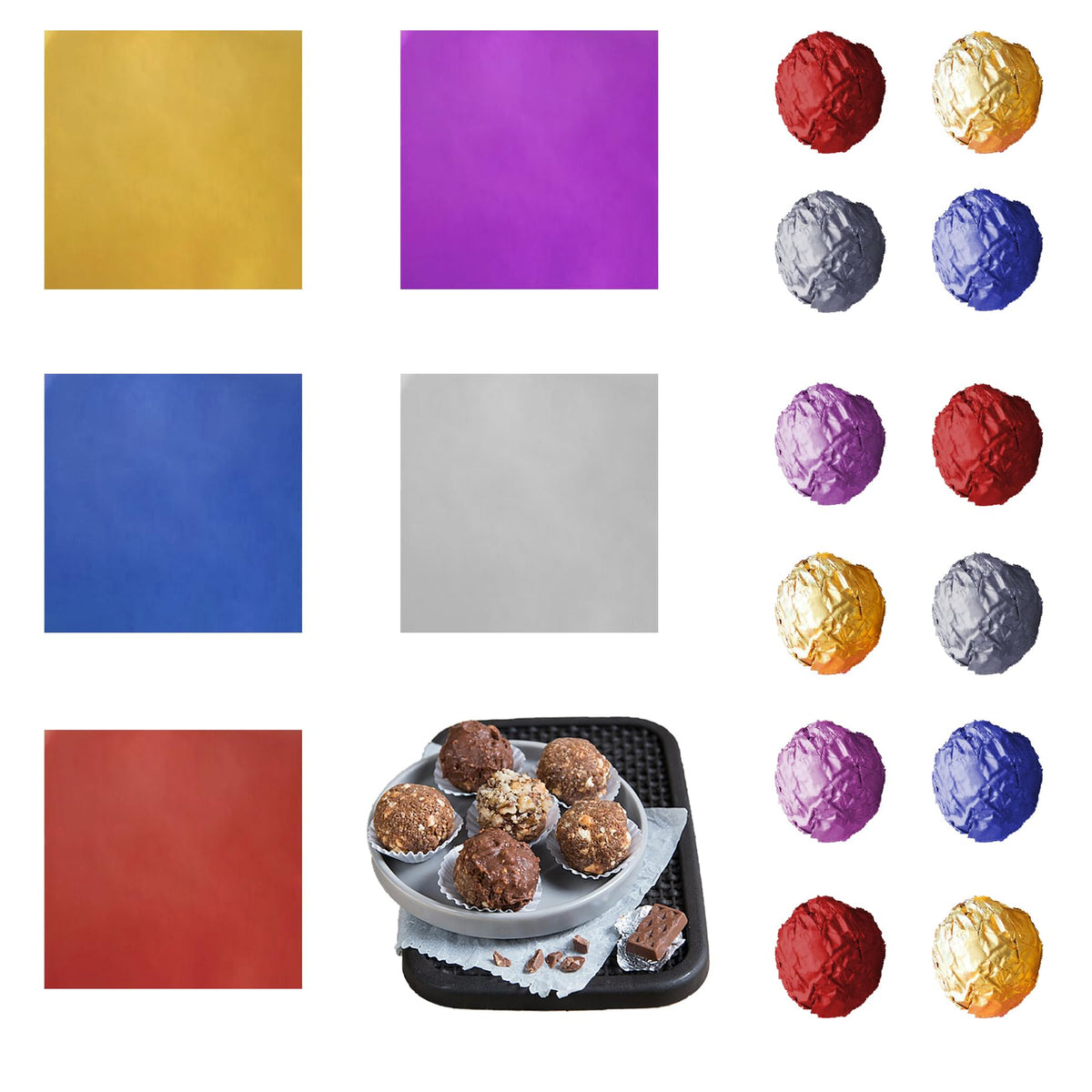PABCK chocolate wrappers with silver inside and colorful outside for polished candy packaging