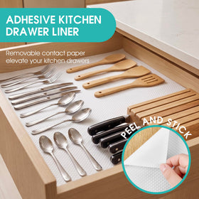 PaBUSIOr EVA waterproof shelf liner on kitchen surfaces for easy cleaning.