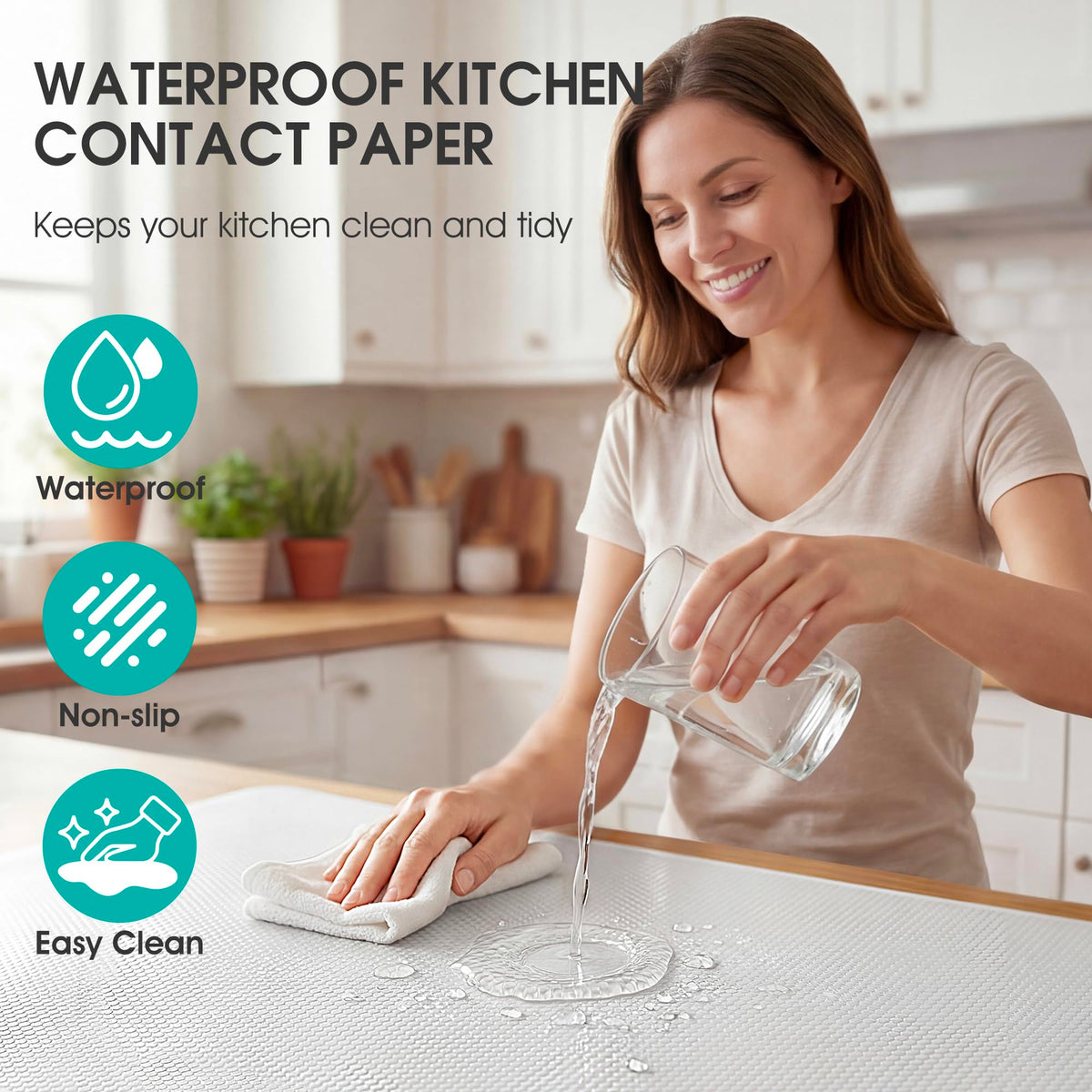 PaBUSIOr kitchen counter liner protects surfaces from spills.