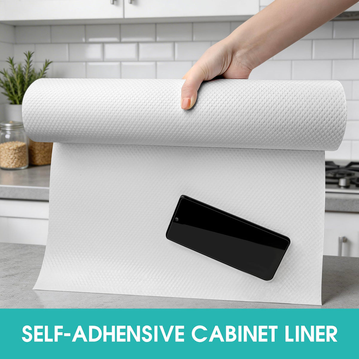 PaBUSIOr self-adhesive liner shows raised texture for non-slip drawers.