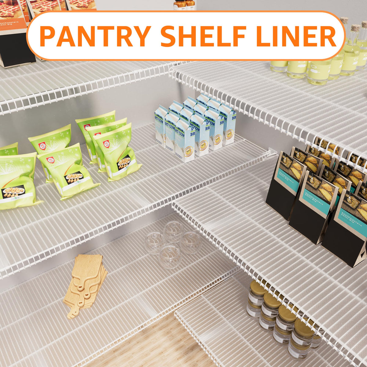 PaBUSIOr wire shelf liner, one-point-two-millimeter thick for durability.