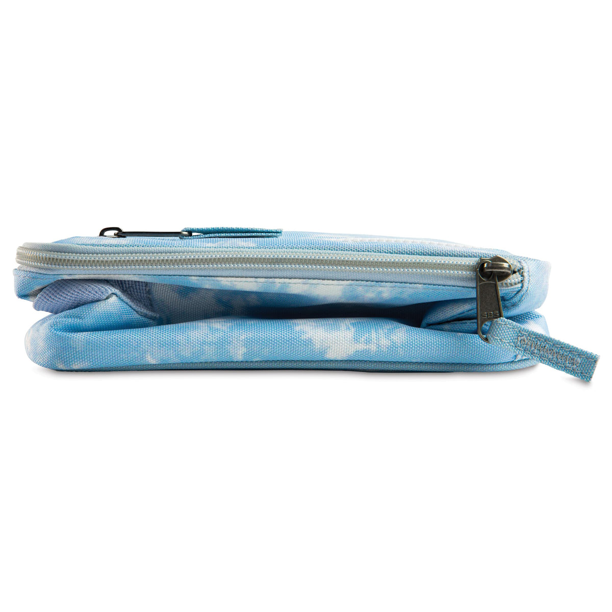PackIt Blue Sky lunch box with buckle handle for secure carrying.