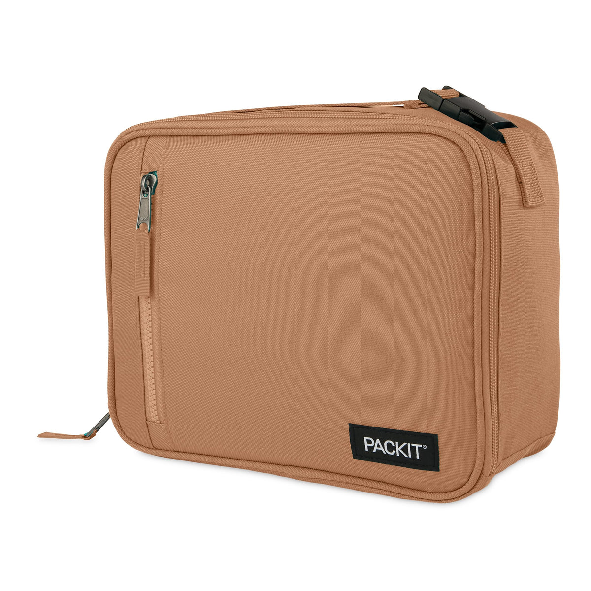 PackIt Freezable Classic Lunch Box Almond, collapsible design saves space in bags.