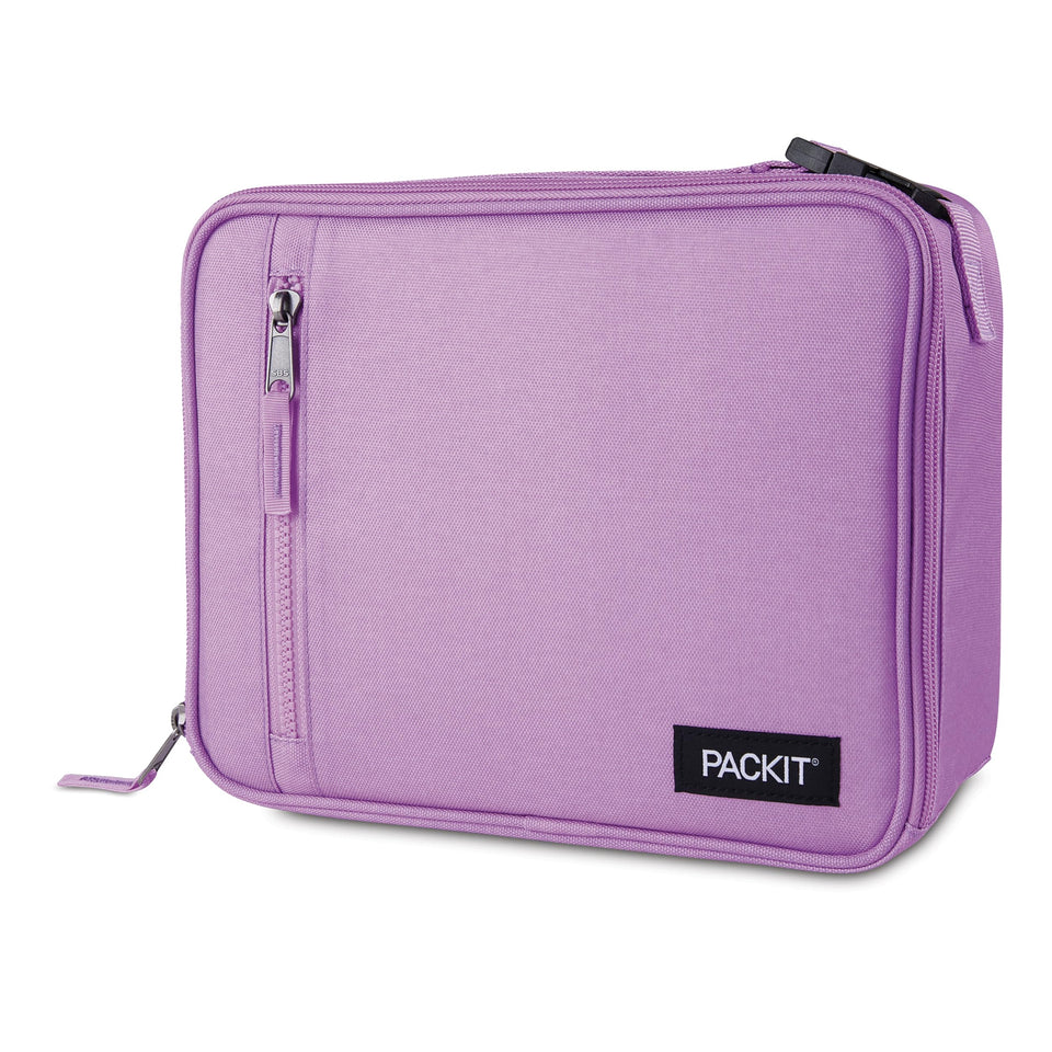 PackIt Freezable Classic Lunch Box Lavender front view with built-in cooling.