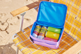 PackIt Freezable Classic Lunch Box Lavender interior kept cold with ECOFREEZE tech.