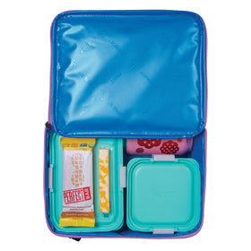 PackIt Freezable Classic Lunch Box Lavender zip front pocket for quick access.