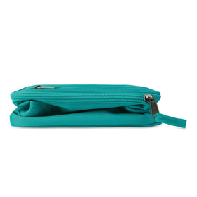 PackIt Freezable Classic Lunch Box Teal collapsed for compact storage
