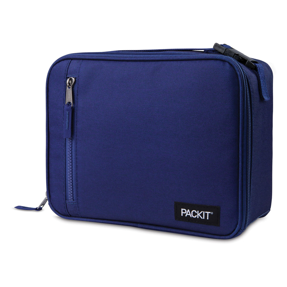 PackIt Freezable Classic Lunch Box front view in True Blue keeps meals cool on the go
