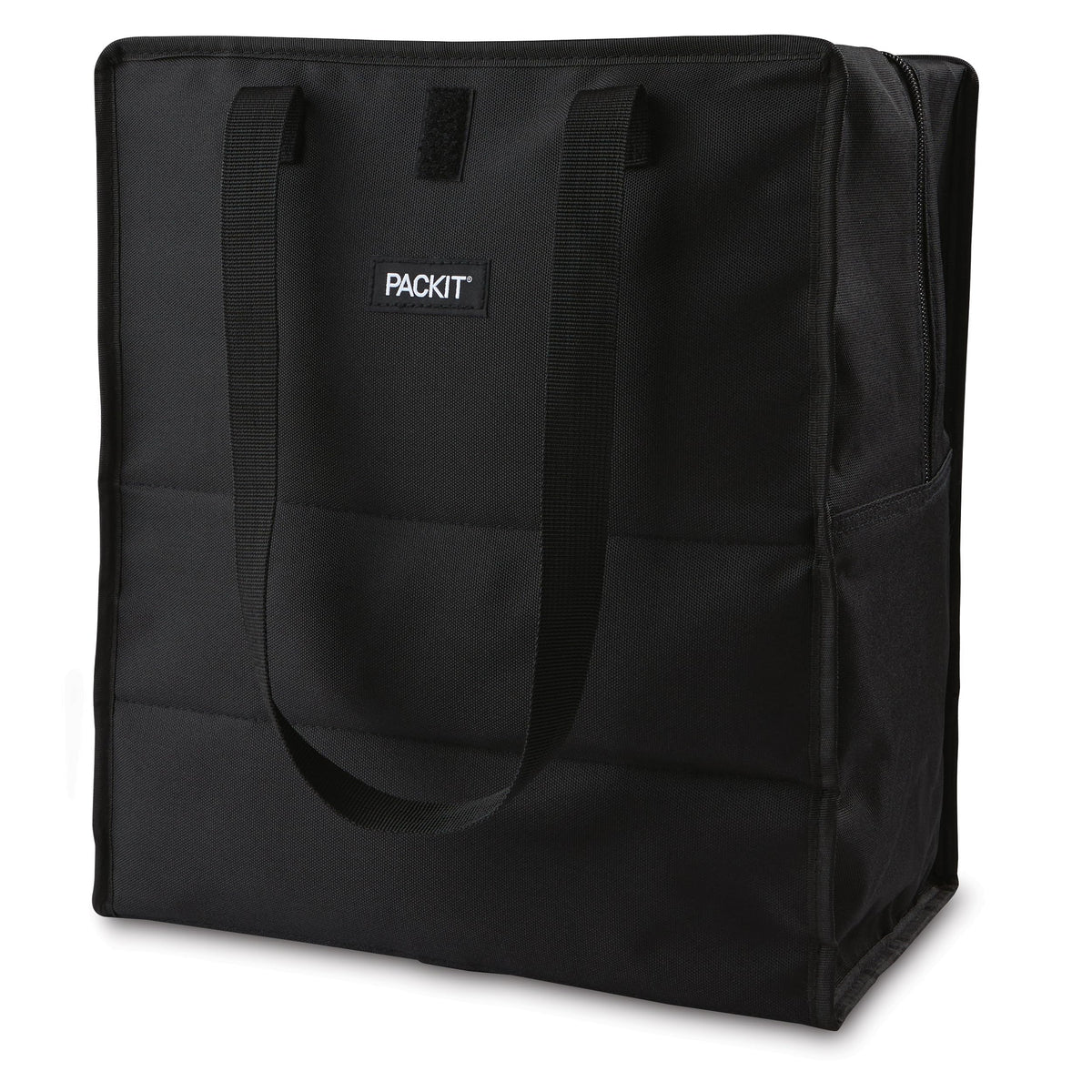 PackIt Freezable Grocery Tote features dual handles for comfortable carry.