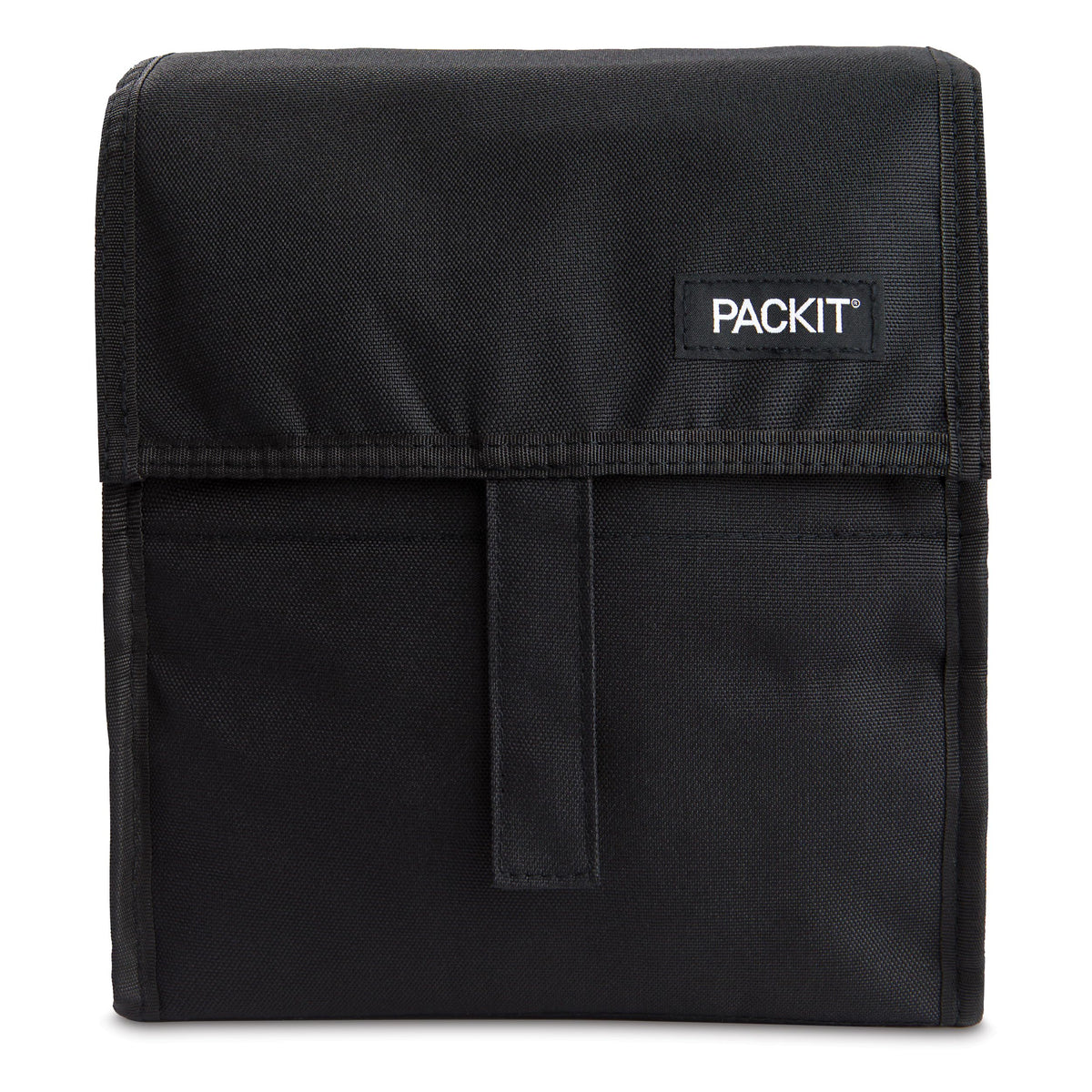 PackIt Freezable Lunch Bag black open showing room for two containers.