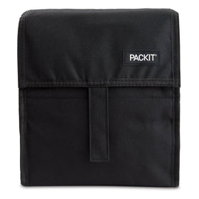 PackIt Freezable Lunch Bag black open showing room for two containers.