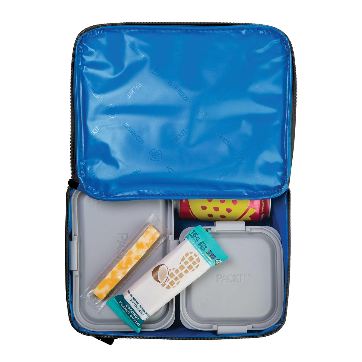 PackIt classic lunchbox exterior-view features wipe-clean surface for quick maintenance.
