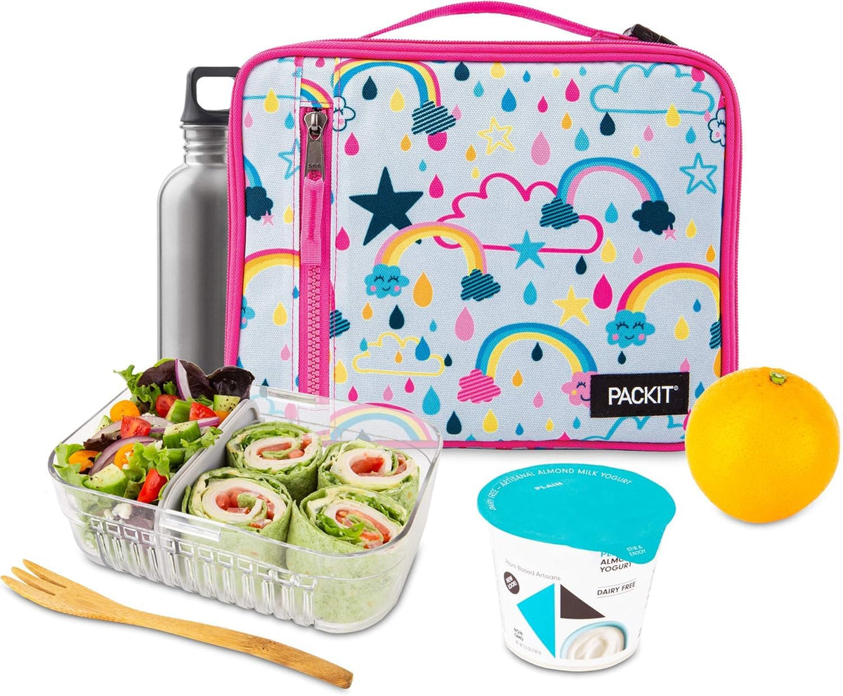 PackIt Freezable Lunch Box Rainbow Sky, fully frozen walls keep foods fresh on the go.