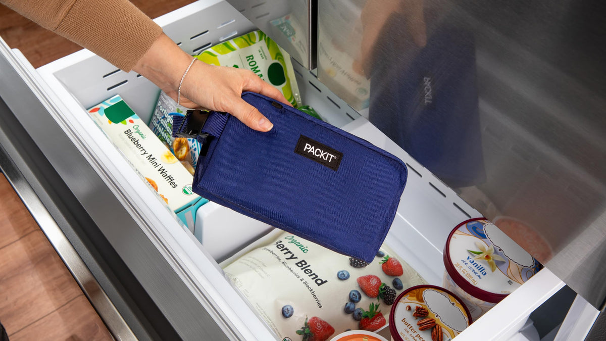 PackIt Freezable Snack Bag flat-folded for compact storage
