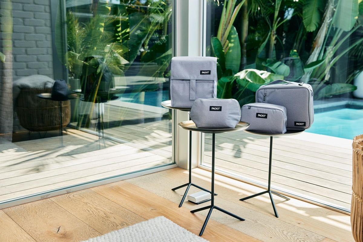 PackIt Freezable Snack Bag Grey Fog easy-clean interior for quick maintenance.