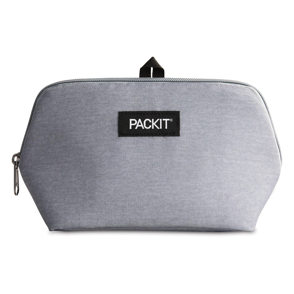 PackIt Freezable Snack Bag Grey Fog with open-top design for easy packing and cooling.