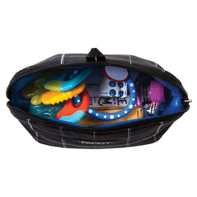 PackIt Freezable Snack Bag in use fits backpacks and totes for travel