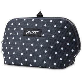 PackIt Freezable Snack Bag polka dots folded compact for travel storage and easy packing.