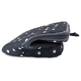 PackIt Freezable Snack Bag polka dots zipper opening provides quick access to snacks.