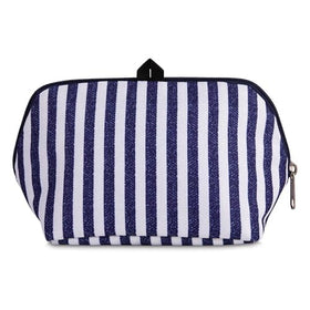PackIt Freezable Snack Bag Seaside Stripe collapsed for compact storage