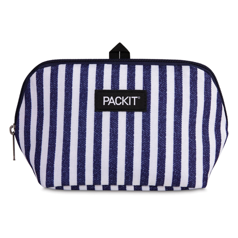 PackIt Freezable Snack Bag Seaside Stripe front view keeps snacks cool on the go