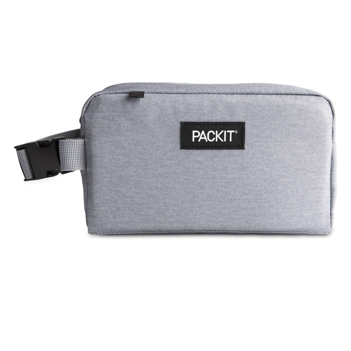 PackIt Freezable Snack Box Gray Fog front view showing built-in cooling for snacks