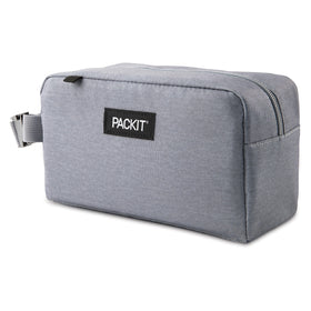 PackIt Freezable Snack Box Gray Fog open with contents ready for packing
