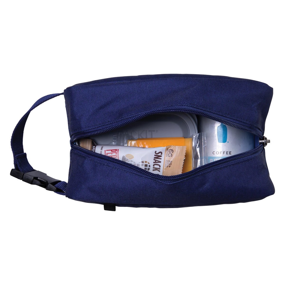 PackIt Freezable Snack Box True Blue, leak-proof liner keeps contents fresh.