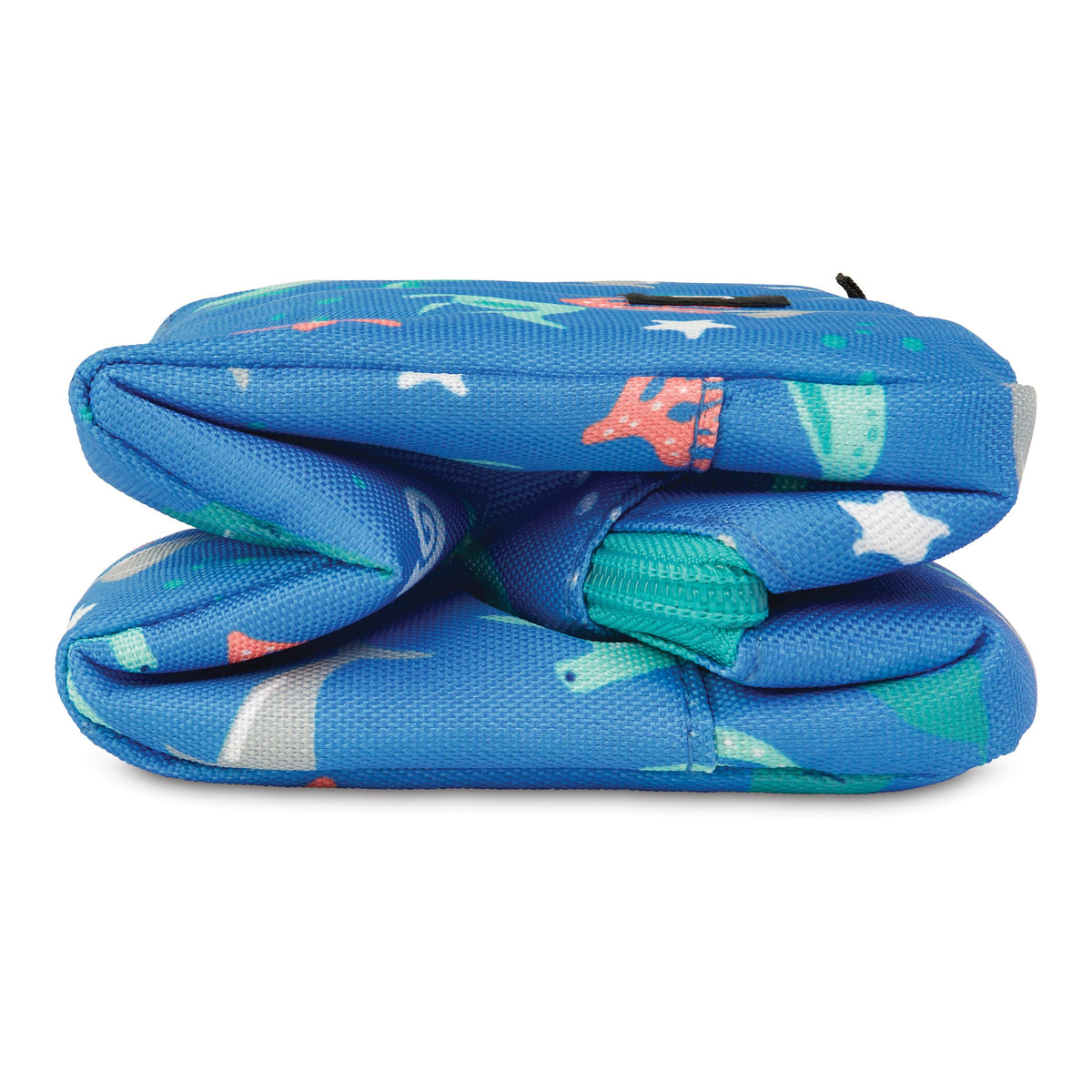 Folded Sea Shark snack box fits compactly inside larger bags