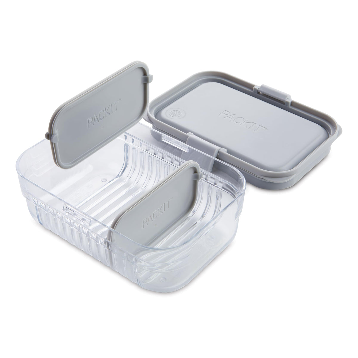 PackIt lid with snap locks helps prevent spills during on-the-go meals.