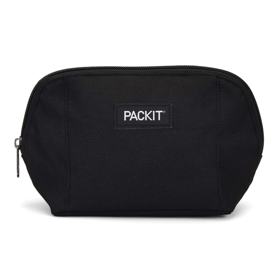 PackIt Freezable Snack Bag black, closed, keeps snacks cool on the go